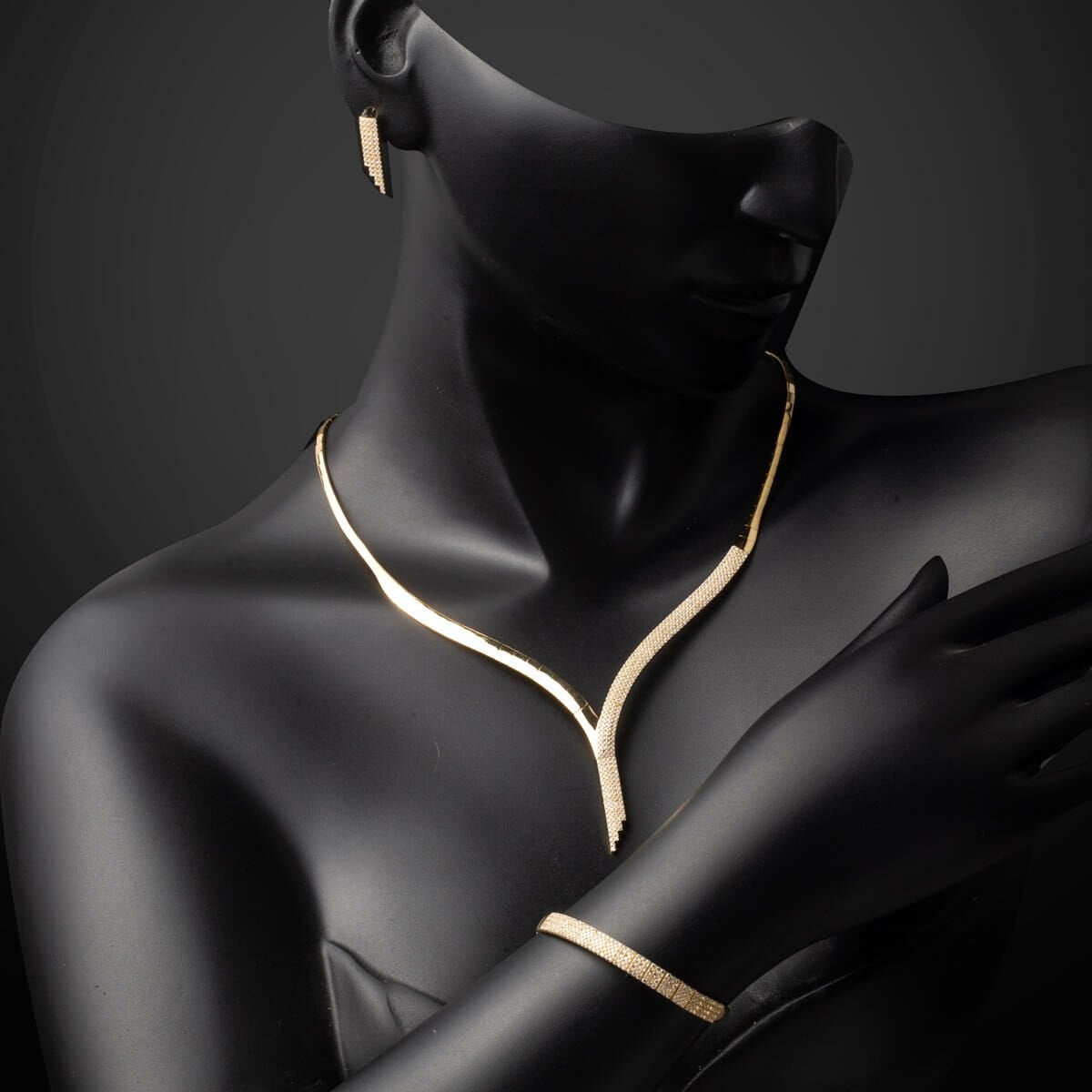 14K Yellow Gold Tennis Cubic Zirconia Jewelry Set (24.03 g)