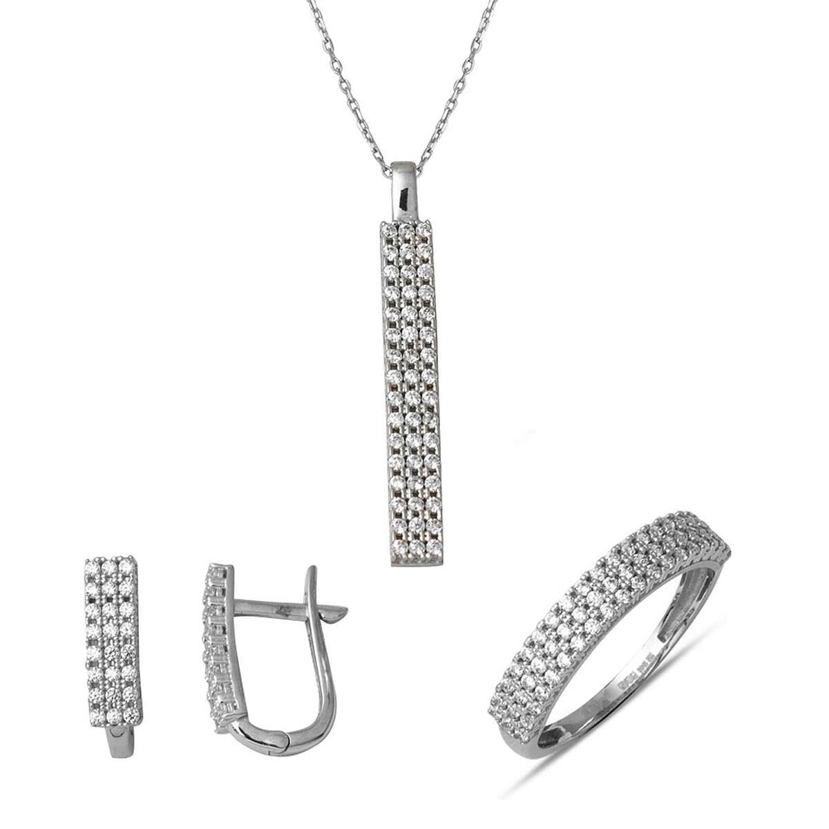 14K White Gold Tennis Minimalist Cubic Zirconia Set