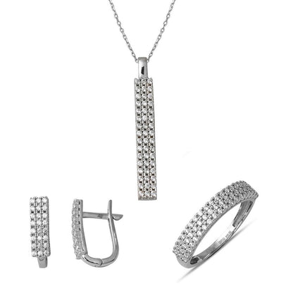 14K White Gold Tennis Minimalist Cubic Zirconia Set