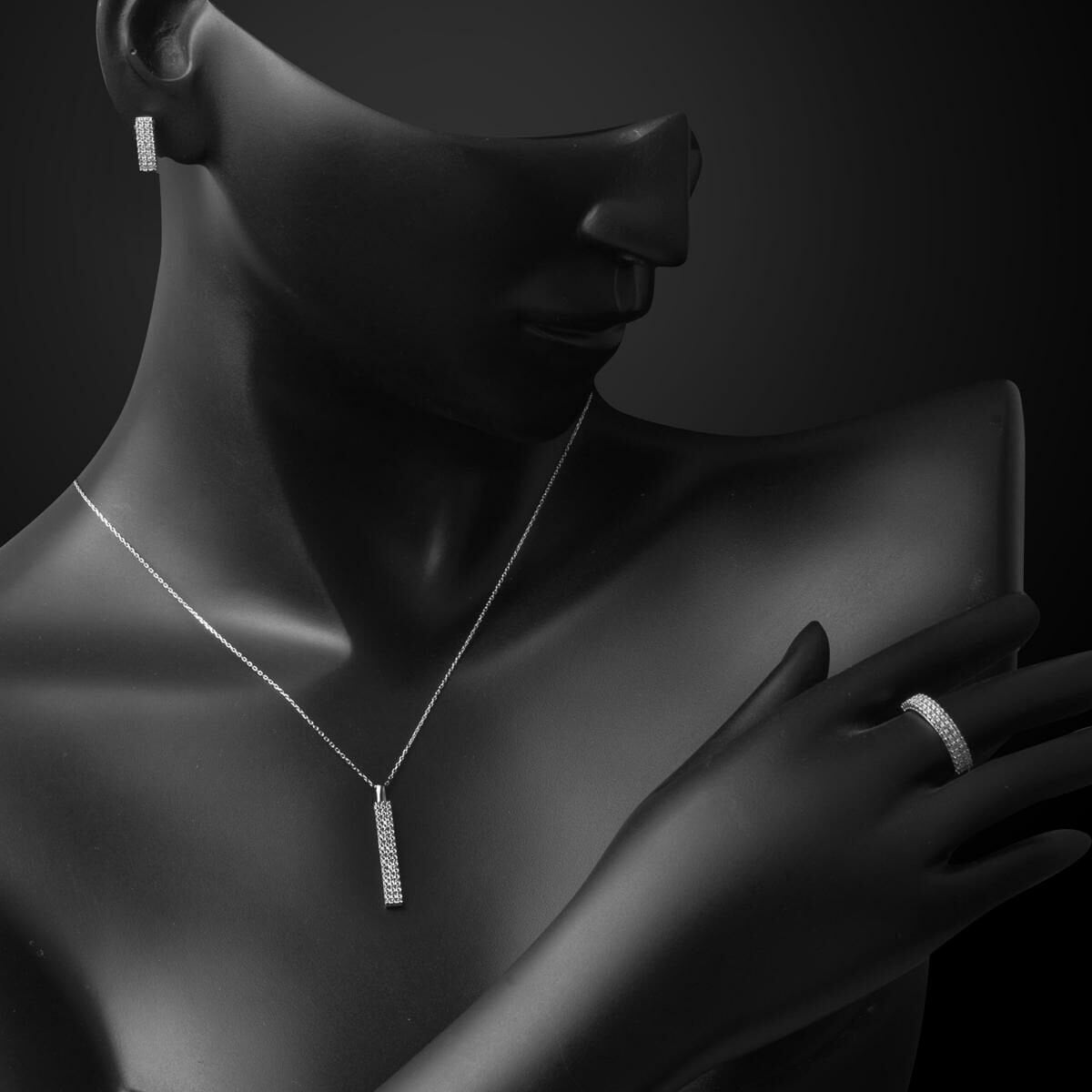 14K White Gold Tennis Minimalist Cubic Zirconia Set