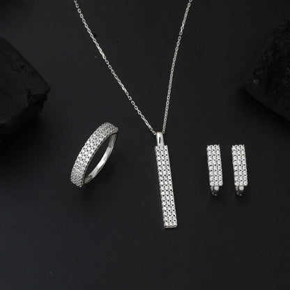 14K White Gold Tennis Minimalist Cubic Zirconia Set
