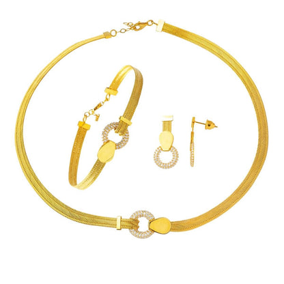 14K Yellow Gold Suna Trabzon Mesh Cubic Zirconia Set