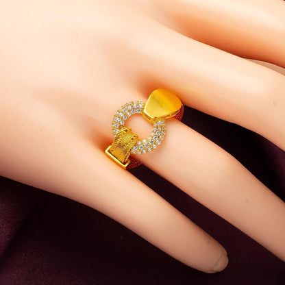 14K Yellow Gold Suna Trabzon Mesh Cubic Zirconia Ring
