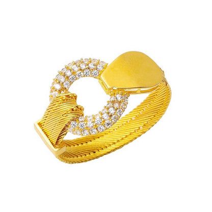 14K Yellow Gold Suna Trabzon Mesh Cubic Zirconia Ring