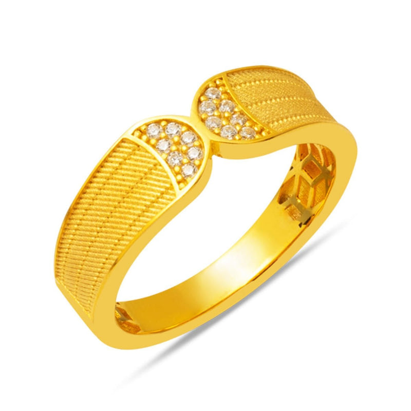 14K Yellow Gold Surmene Mesh Cubic Zirconia Women's Ring