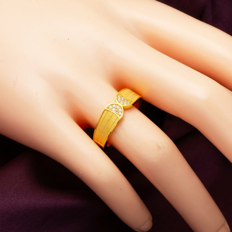 14K Yellow Gold Surmene Mesh Cubic Zirconia Women's Ring