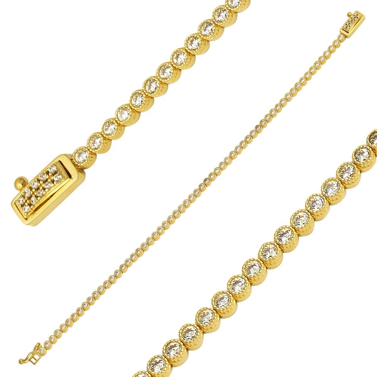 14K Yellow Gold Tennis Cubic Zirconia Bracelet (5.7 g)