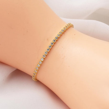 14K Yellow Gold Tennis Cubic Zirconia Bracelet (5.7 g)