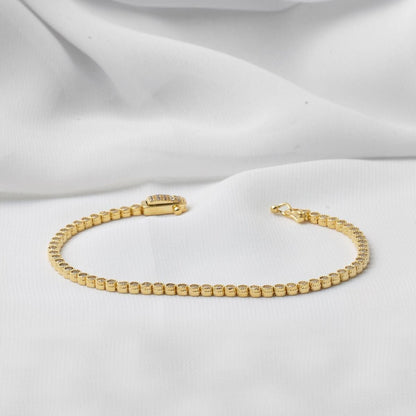 14K Yellow Gold Tennis Cubic Zirconia Bracelet (5.7 g)