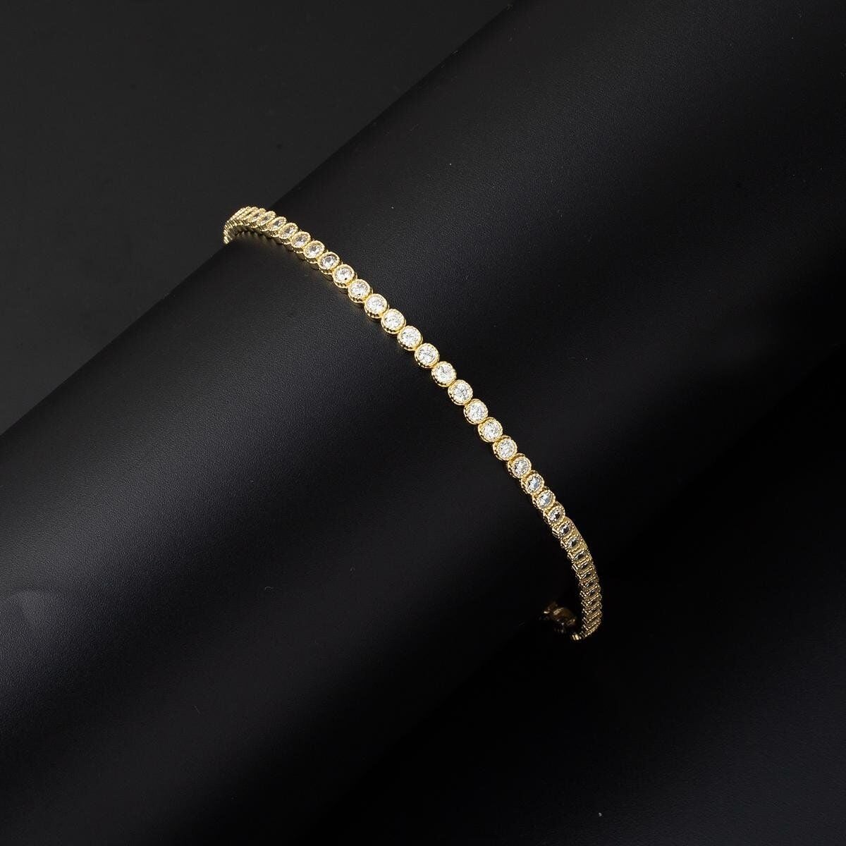 14K Yellow Gold Tennis Cubic Zirconia Bracelet (5.7 g)