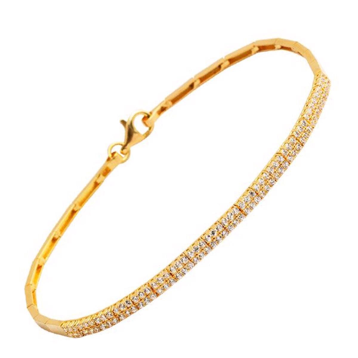 14K Yellow Gold Tennis Cubic Zirconia Bracelet (3.5 g)