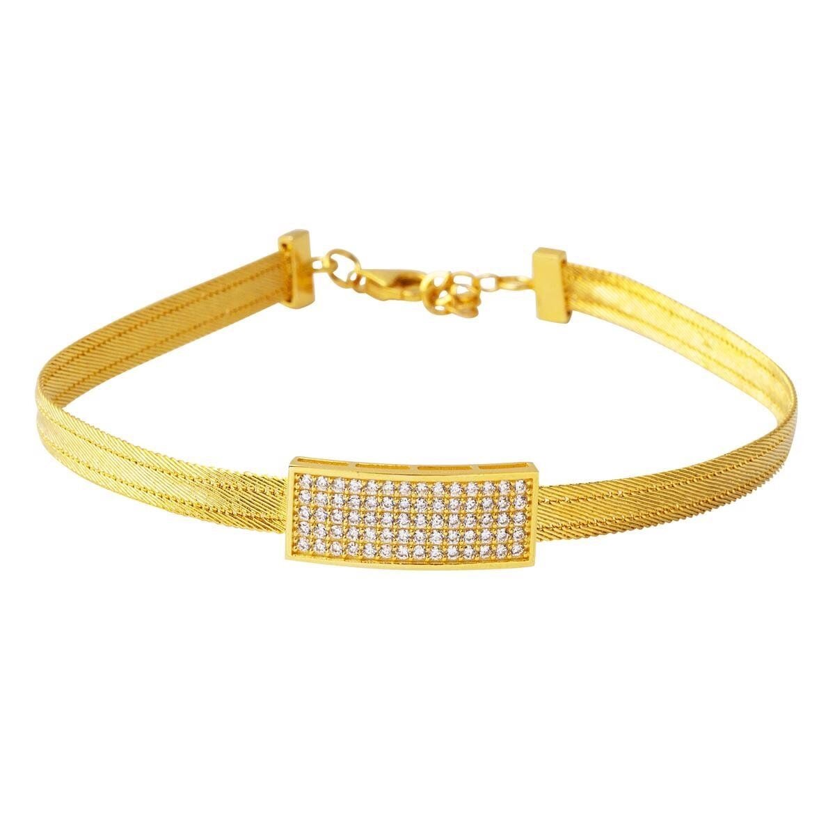 14K Yellow Gold Tennis Trabzon Mesh Cubic Zirconia Bracelet