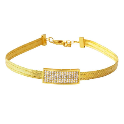 14K Yellow Gold Tennis Trabzon Mesh Cubic Zirconia Bracelet