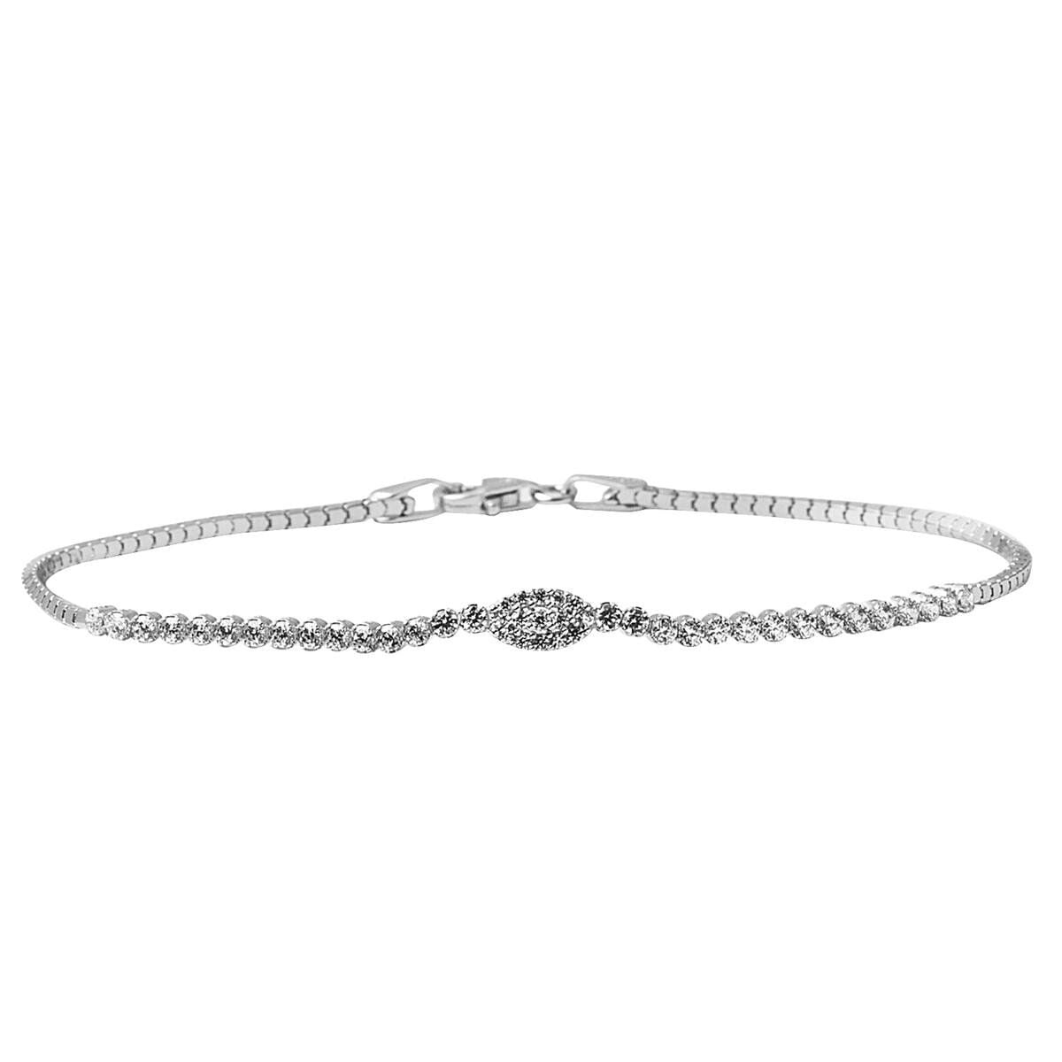 14K White Gold Tennis Cubic Zirconia Bracelet (2.33 g)