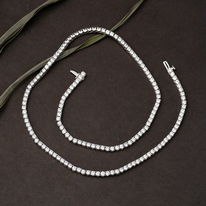 14K White Gold Tennis Cubic Zirconia Collar Necklace (18.81 g)