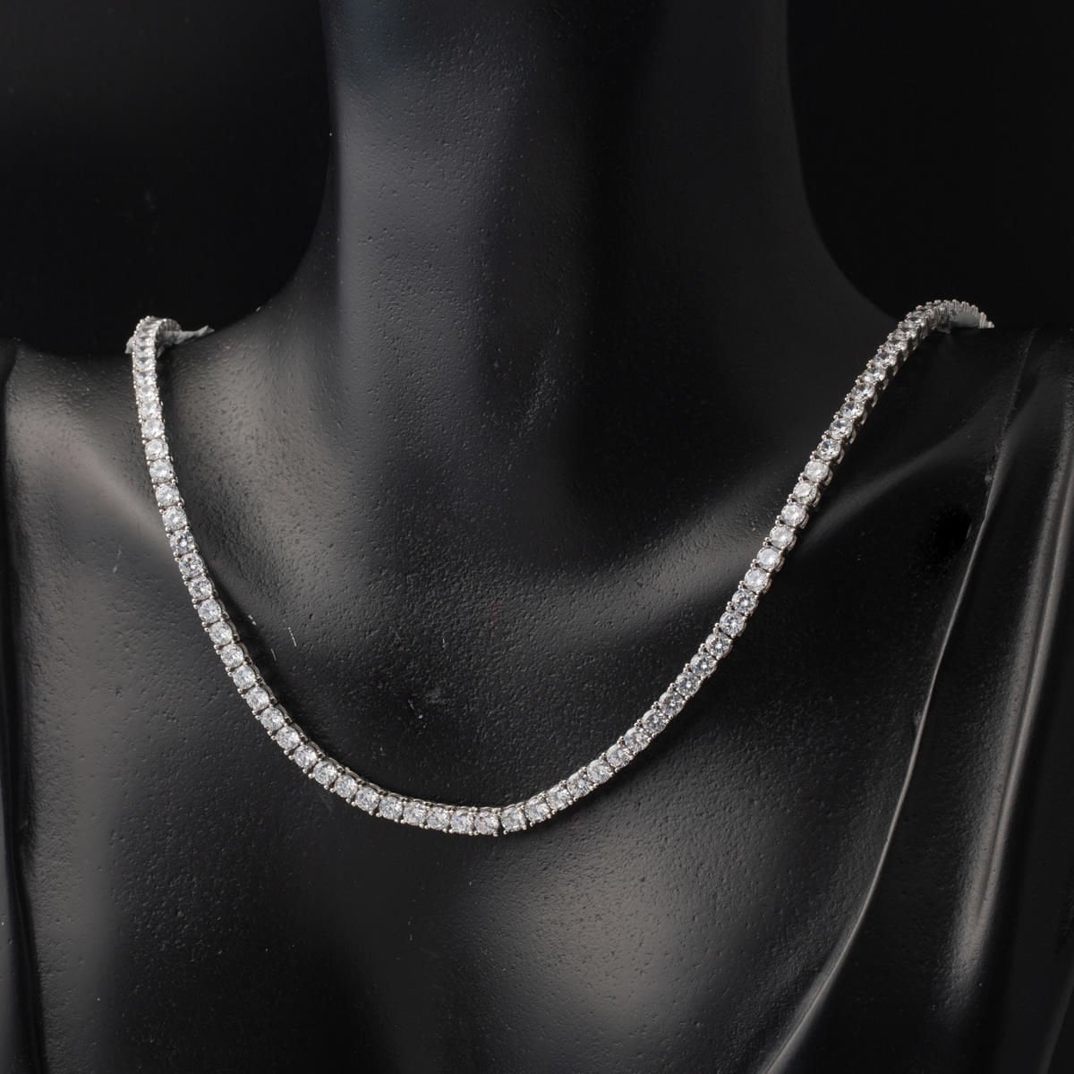 14K White Gold Tennis Cubic Zirconia Collar Necklace (18.81 g)