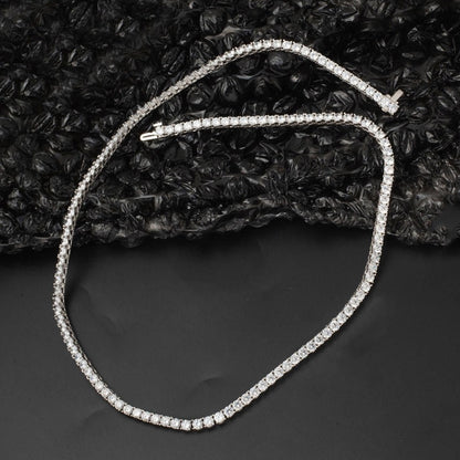 14K White Gold Tennis Cubic Zirconia Collar Necklace (18.81 g)