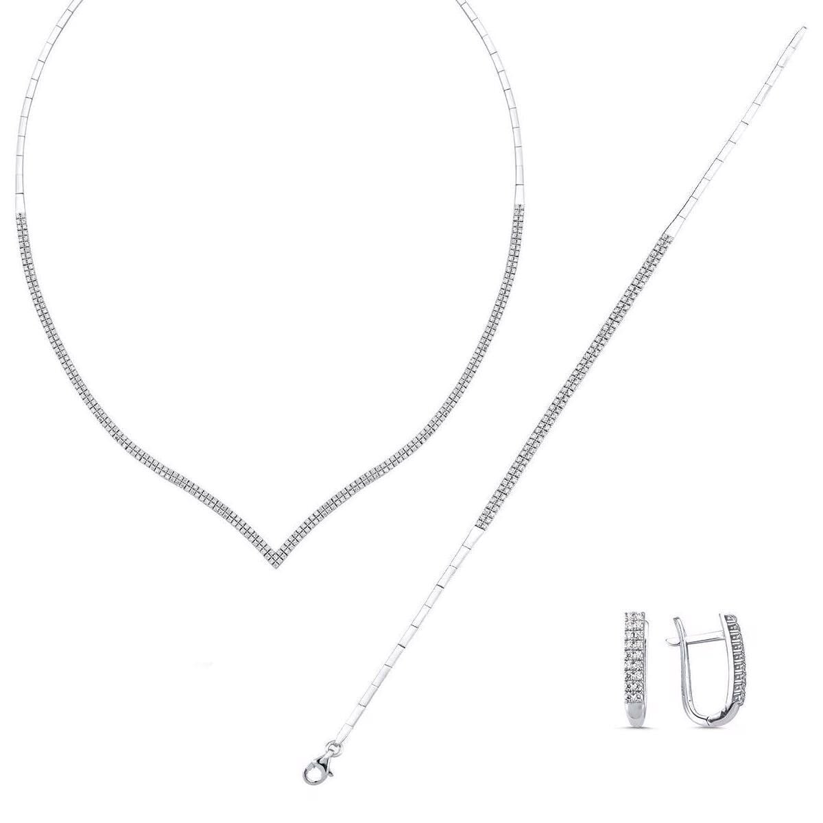 14K White Gold Tennis Cubic Zirconia Jewelry Set (12.82 g)