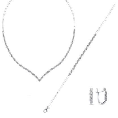 14K White Gold Tennis Cubic Zirconia Jewelry Set (12.82 g)