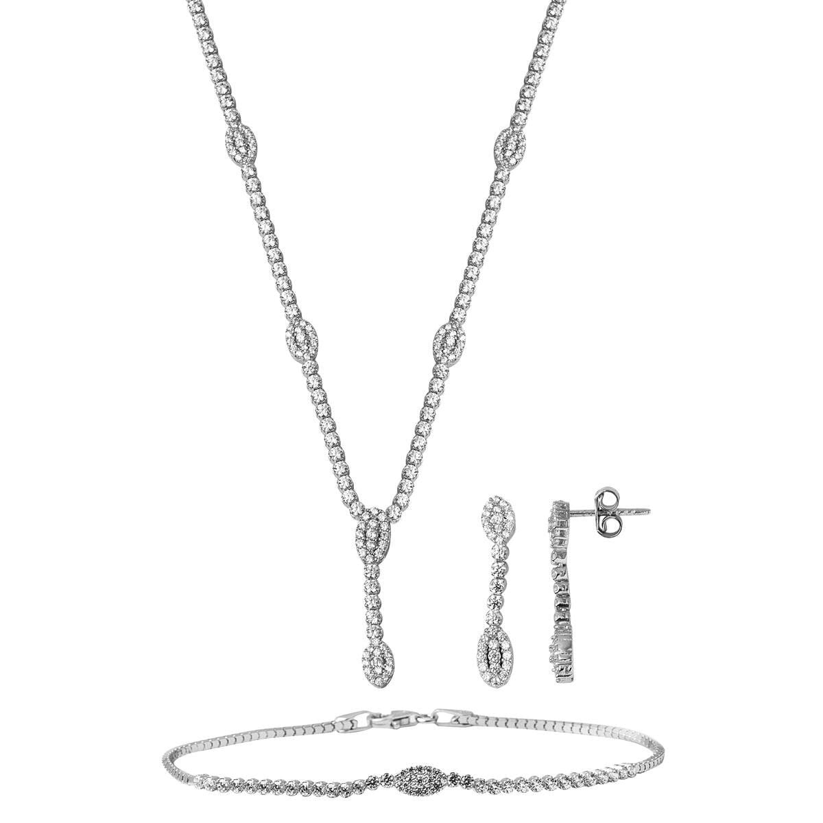 14K White Gold Tennis Cubic Zirconia Jewelry Set