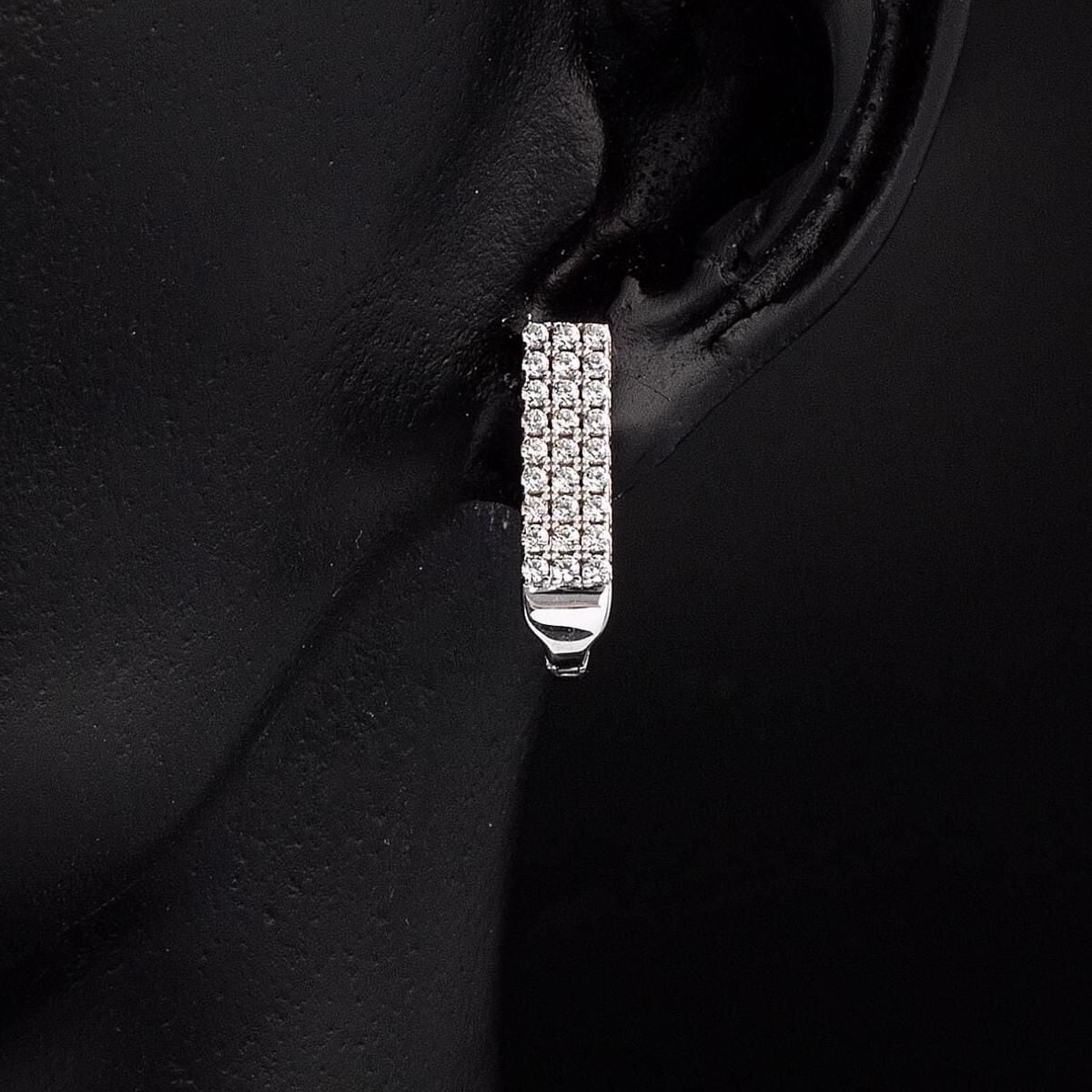 14K White Gold Tennis 3 Row Chevron Cubic Zirconia Set