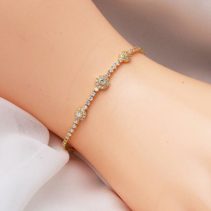 14K Yellow Gold Tennis Cubic Zirconia Necklace Bracelet Earrings Set