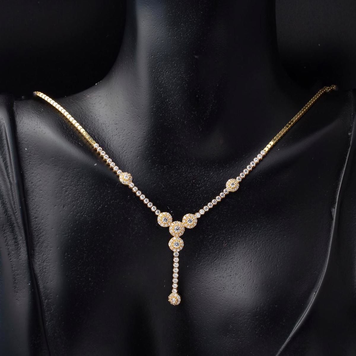14K Yellow Gold Tennis Cubic Zirconia Necklace Bracelet Earrings Set
