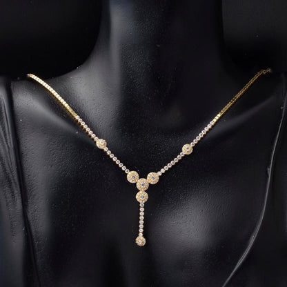 14K Yellow Gold Tennis Cubic Zirconia Necklace Bracelet Earrings Set