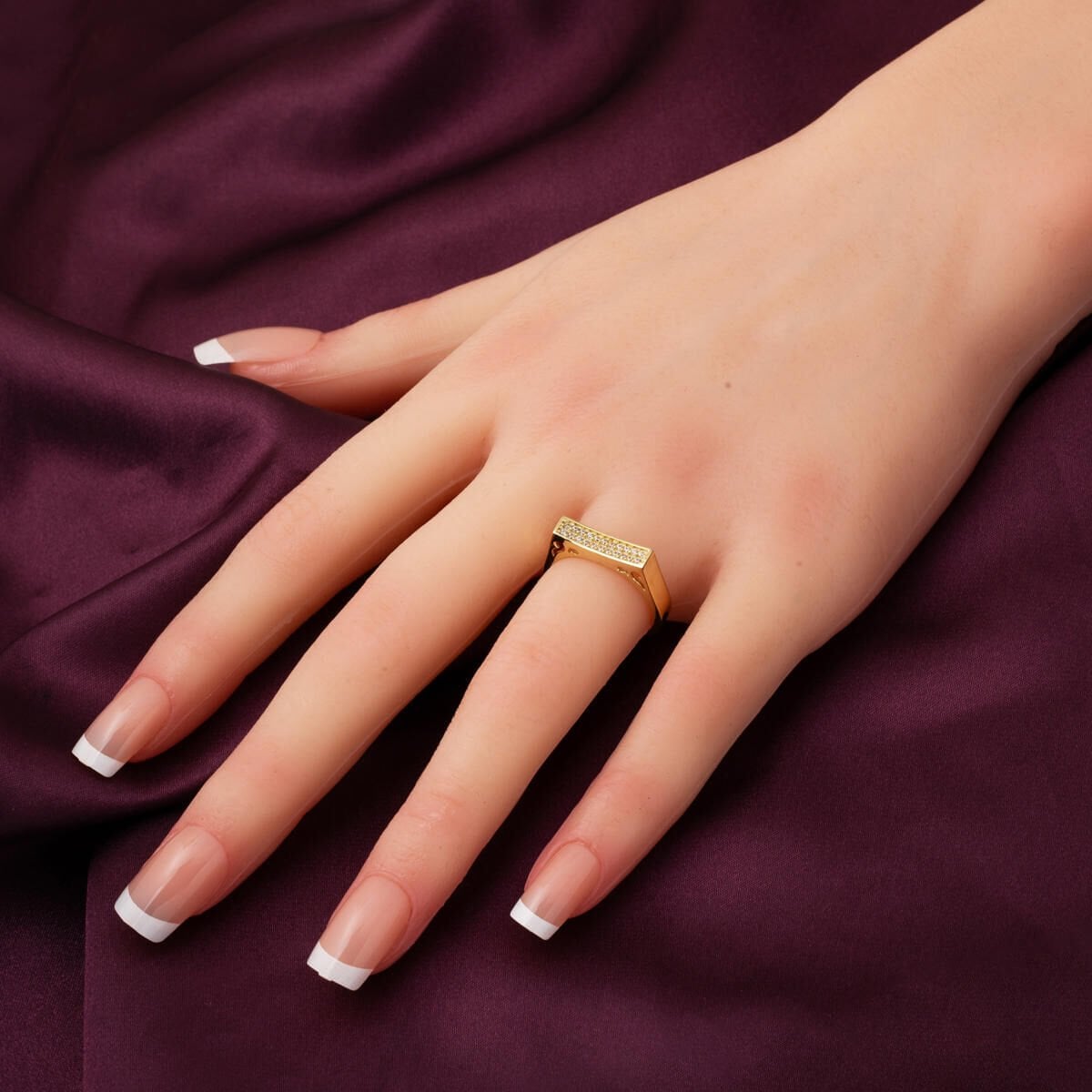 14K Yellow Gold Tennis Cubic Zirconia Ring