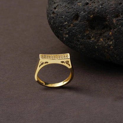 14K Yellow Gold Tennis Cubic Zirconia Ring