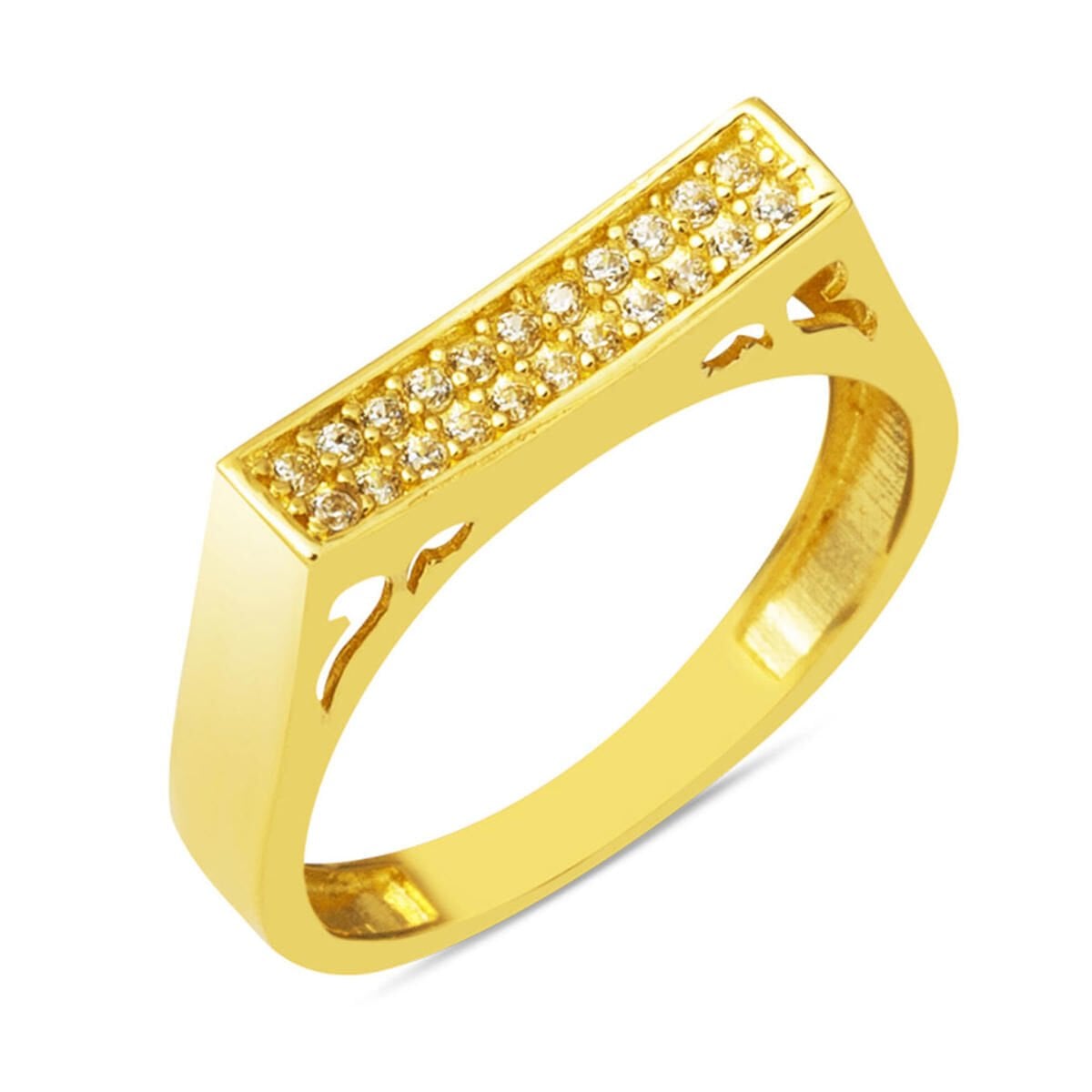 14K Yellow Gold Tennis Cubic Zirconia Ring