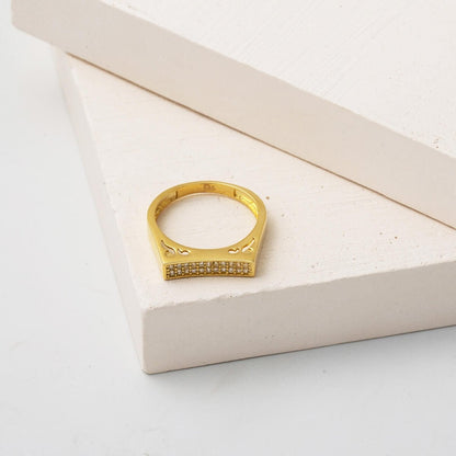 14K Yellow Gold Tennis Cubic Zirconia Ring
