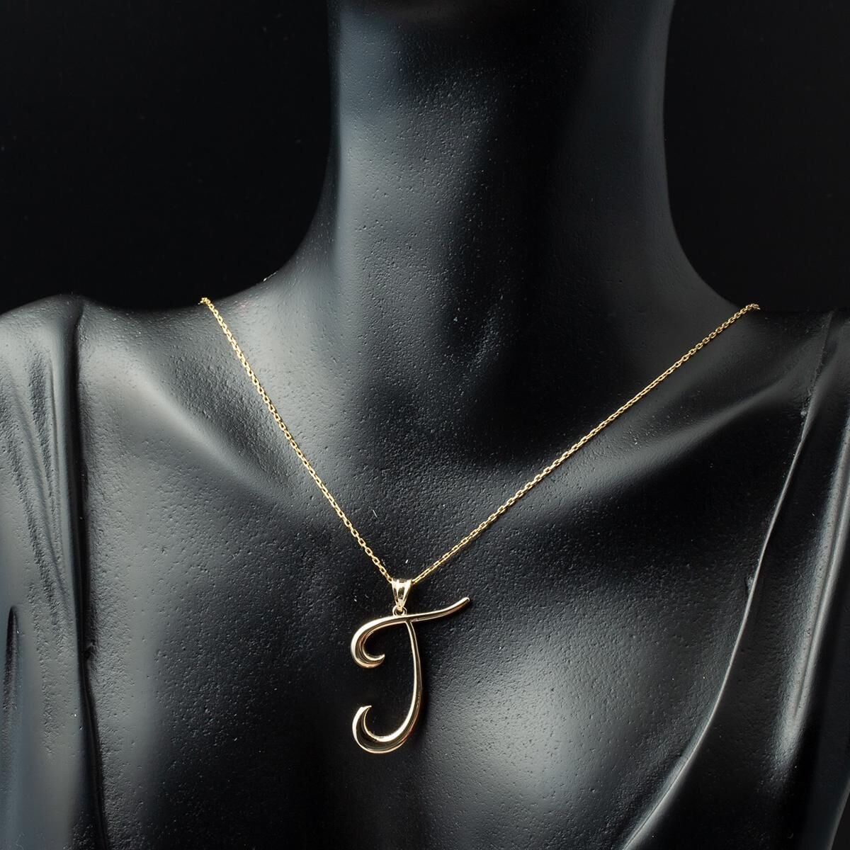 14K Yellow Gold Initial T Necklace