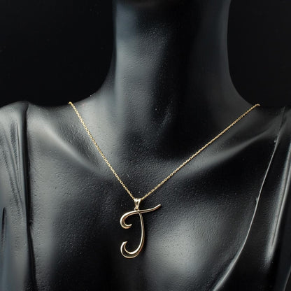 14K Yellow Gold Initial T Necklace