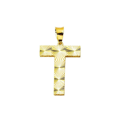 14K Yellow Gold 3 Dimensional Initial T Pendant