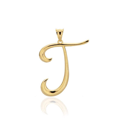 14K Yellow Gold Initial T Pendant