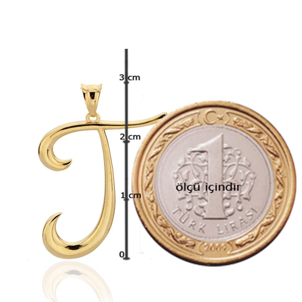 14K Yellow Gold Initial T Pendant
