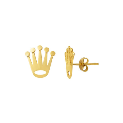 14K Yellow Gold Crown Design Clip-On Earrings