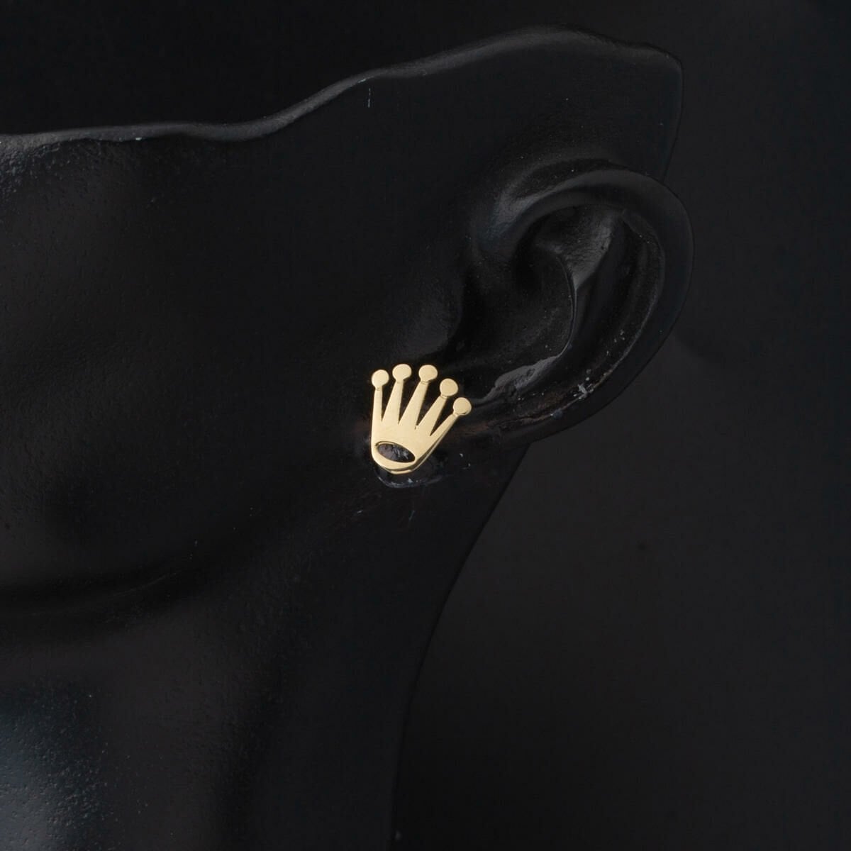 14K Yellow Gold Crown Design Clip-On Earrings