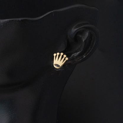14K Yellow Gold Crown Design Clip-On Earrings