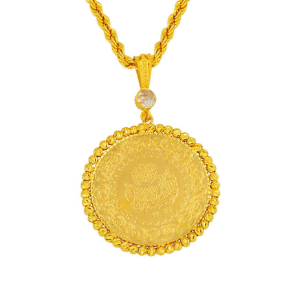 14K Yellow Gold Full Gold Bead Chain Cubic Zirconia Necklace