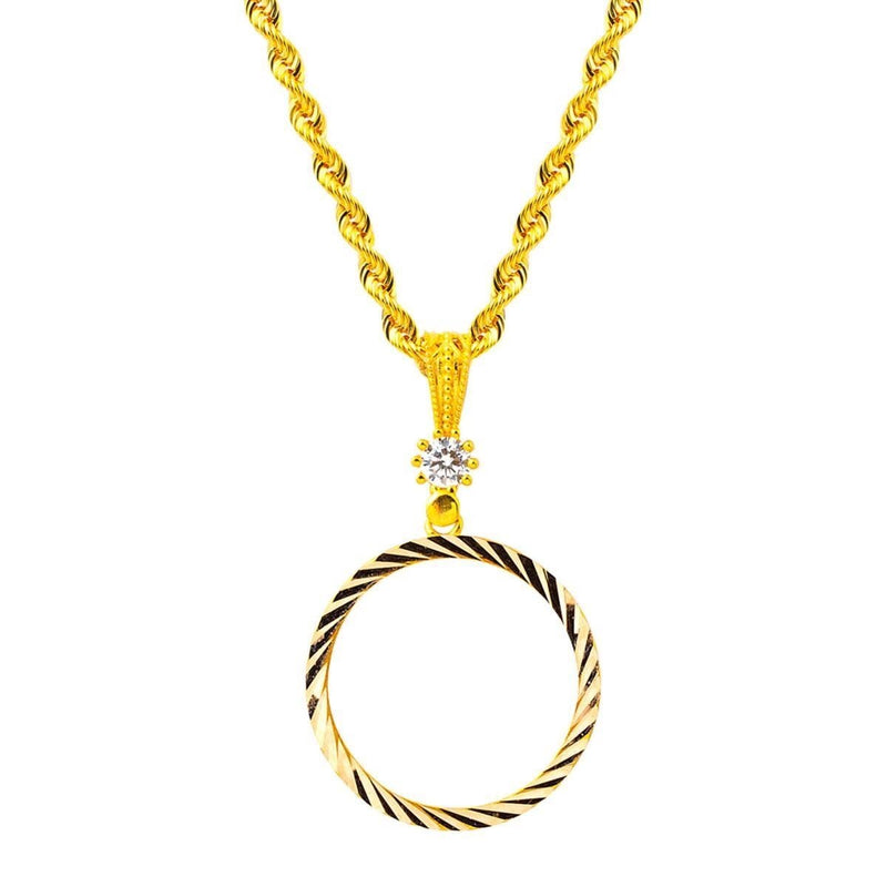 14K Yellow Gold Full Frame Chain Cubic Zirconia Necklace