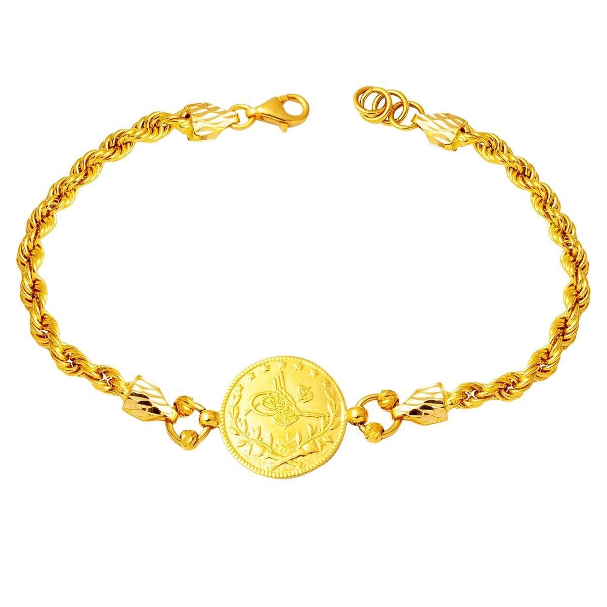 22K Yellow Gold Full Ottoman Resat Coin Bracelet (14.5 g)