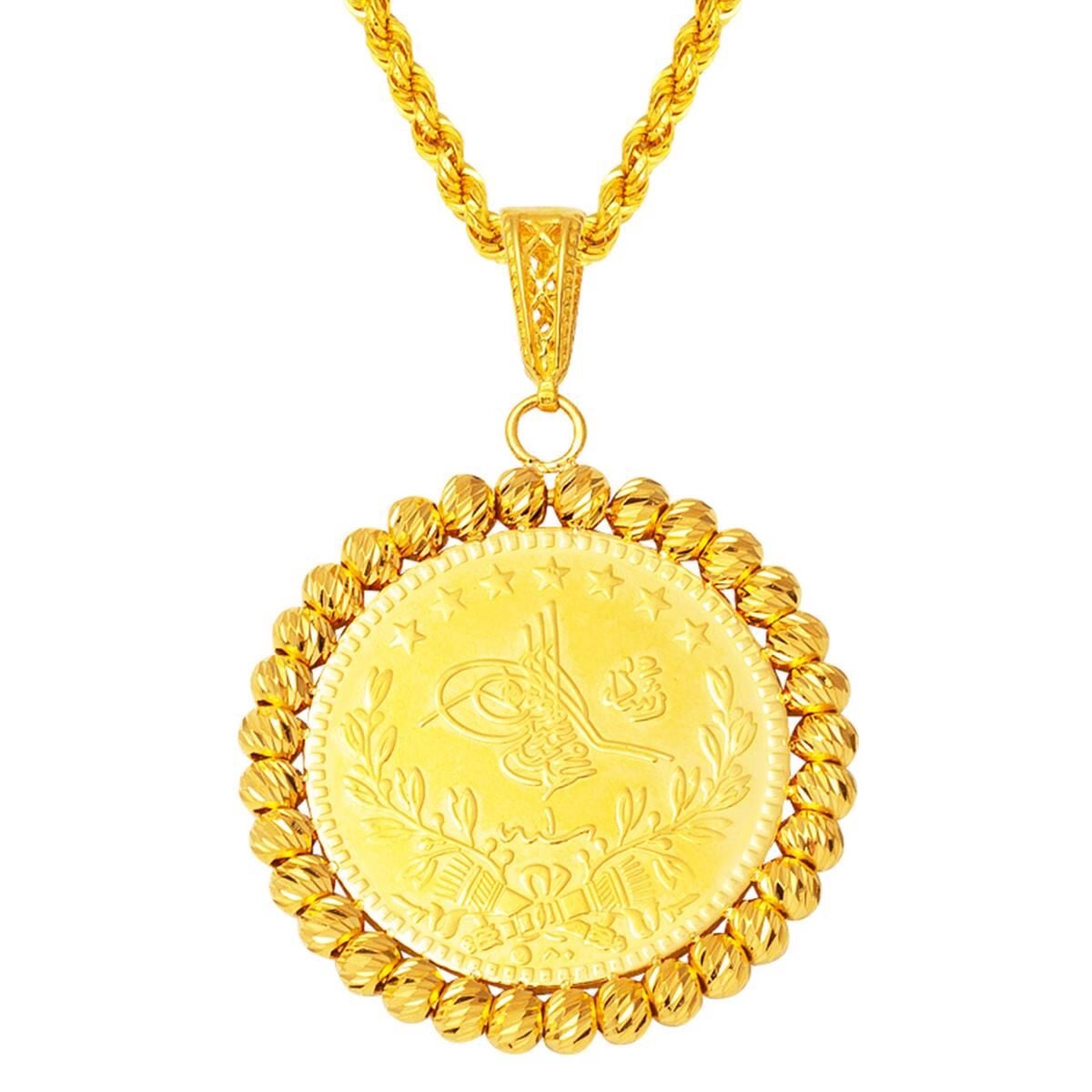 22K Yellow Gold Full Ottoman Resat Coin Necklace (14.5 g)