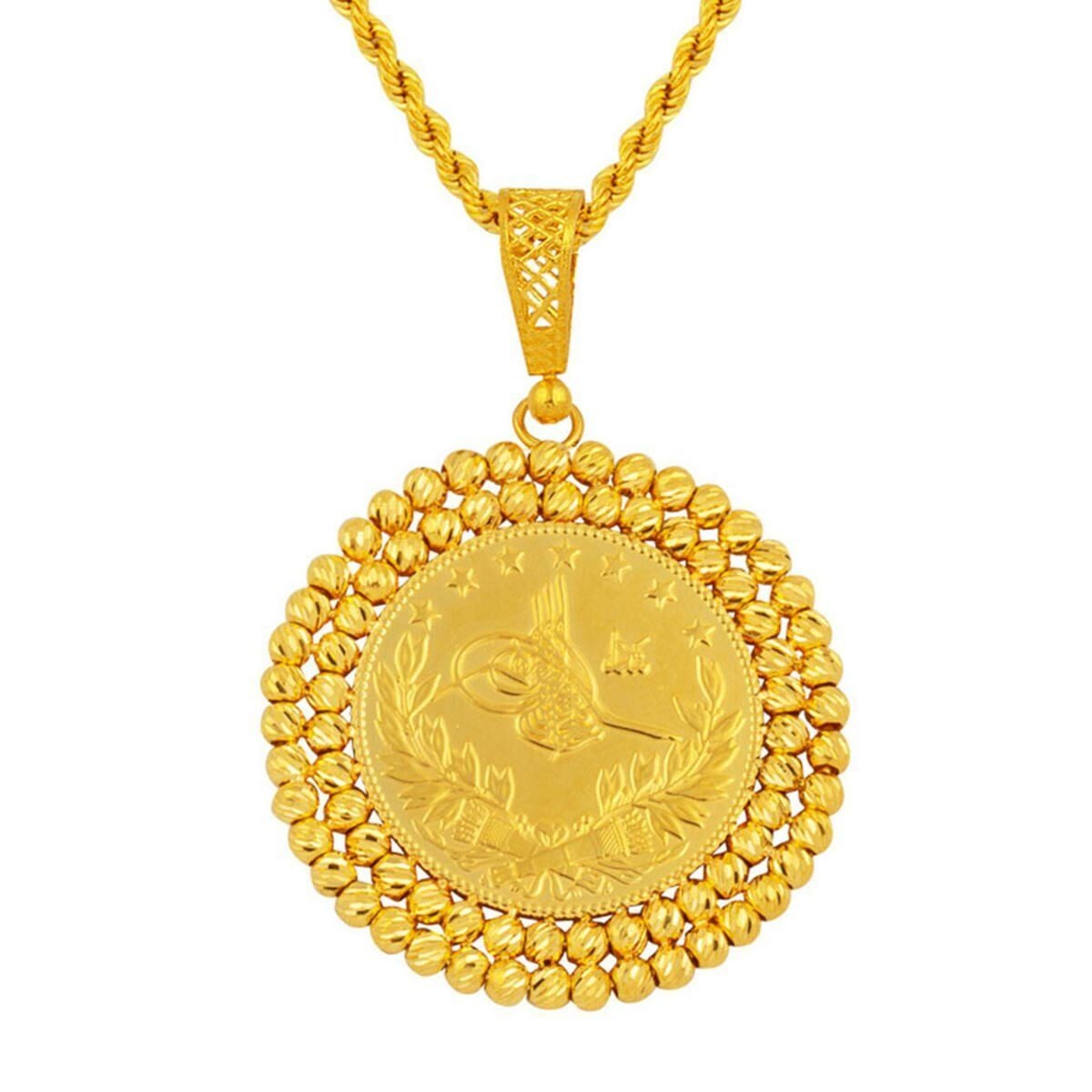 22K Yellow Gold Full Ottoman Resat Coin Necklace