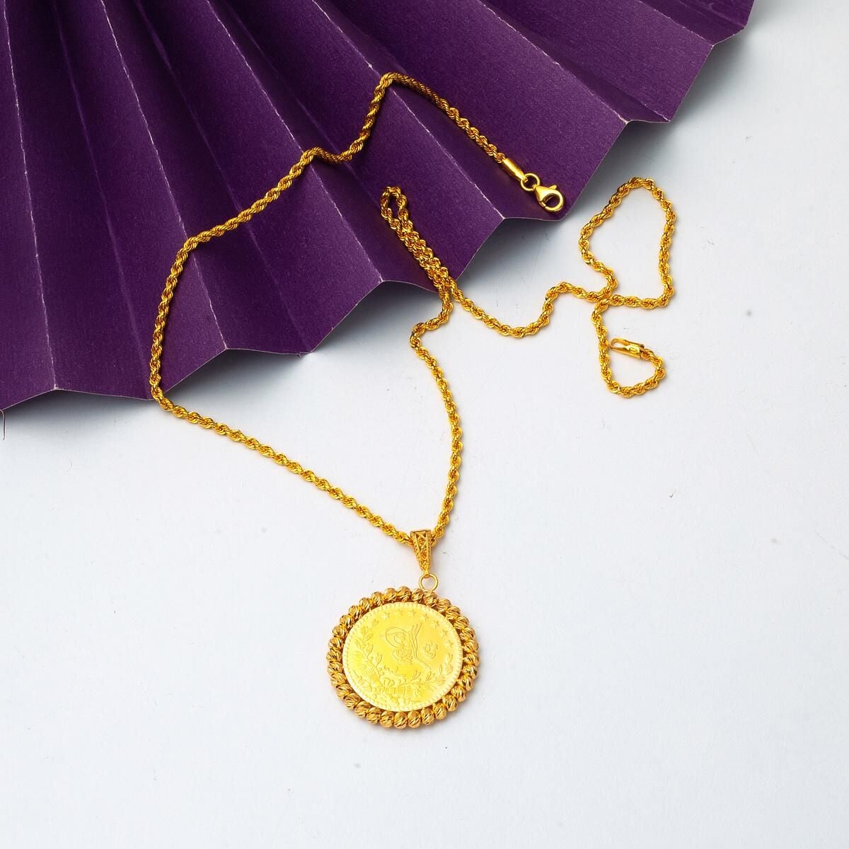 22K Yellow Gold Full Ottoman Resat Coin Necklace (14.5 g)