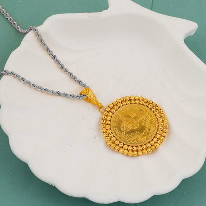 22K Yellow Gold Full Ottoman Resat Coin Pendant