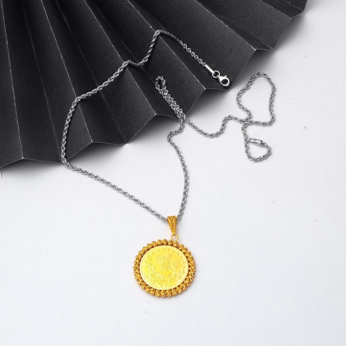 22K Yellow Gold Full Ottoman Resat Coin Pendant (10.69 g)