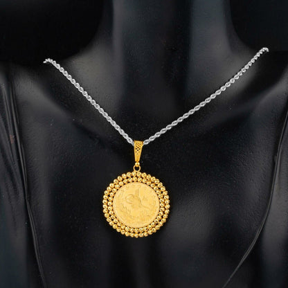 22K Yellow Gold Full Ottoman Resat Coin Pendant