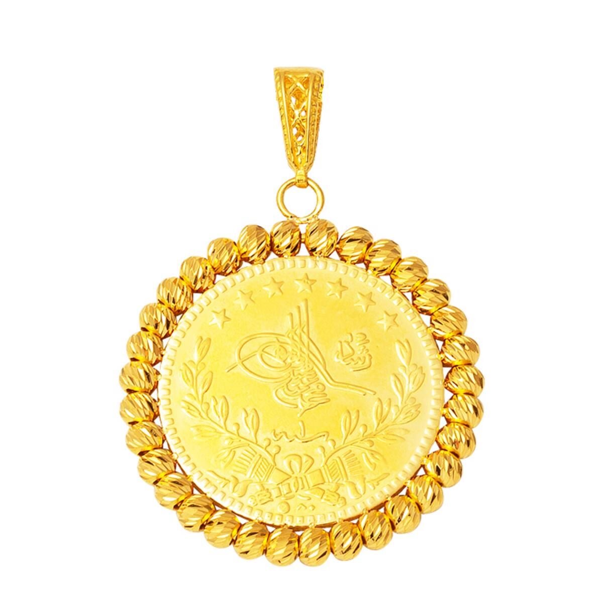 22K Yellow Gold Full Ottoman Resat Coin Pendant (10.69 g)